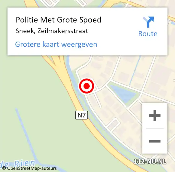 Locatie op kaart van de 112 melding: Politie Met Grote Spoed Naar Sneek, Zeilmakersstraat op 22 januari 2024 08:12