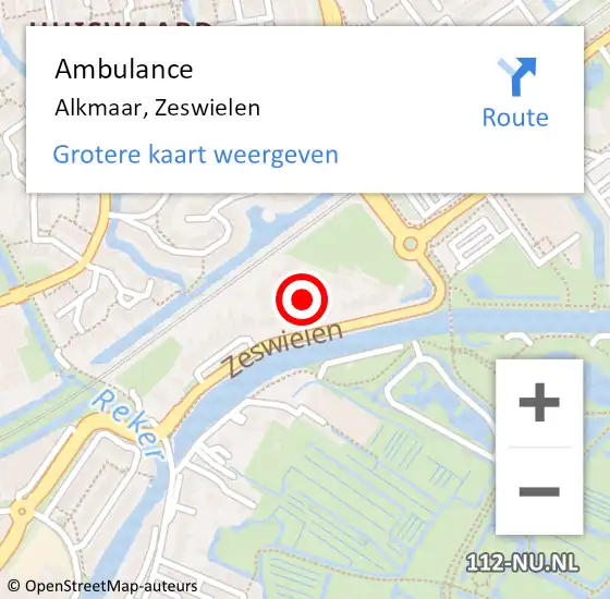 Locatie op kaart van de 112 melding: Ambulance Alkmaar, Zeswielen op 22 januari 2024 08:26