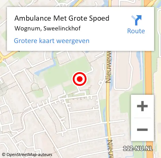 Locatie op kaart van de 112 melding: Ambulance Met Grote Spoed Naar Wognum, Sweelinckhof op 22 januari 2024 08:52