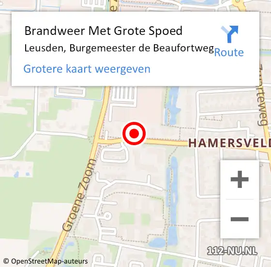 Locatie op kaart van de 112 melding: Brandweer Met Grote Spoed Naar Leusden, Burgemeester de Beaufortweg op 22 januari 2024 08:55