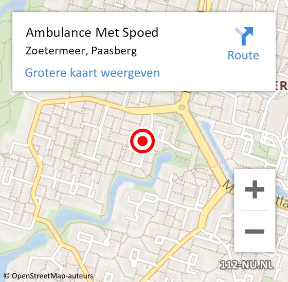 Locatie op kaart van de 112 melding: Ambulance Met Spoed Naar Zoetermeer, Paasberg op 22 januari 2024 09:30