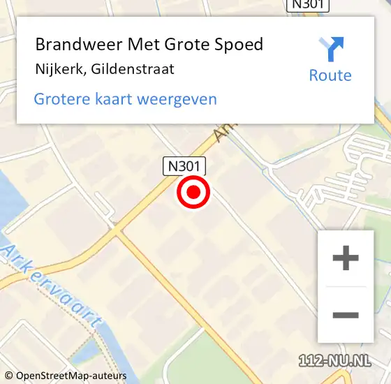 Locatie op kaart van de 112 melding: Brandweer Met Grote Spoed Naar Nijkerk, Gildenstraat op 22 januari 2024 10:00