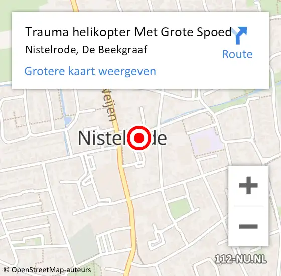 Locatie op kaart van de 112 melding: Trauma helikopter Met Grote Spoed Naar Nistelrode, De Beekgraaf op 22 januari 2024 10:03