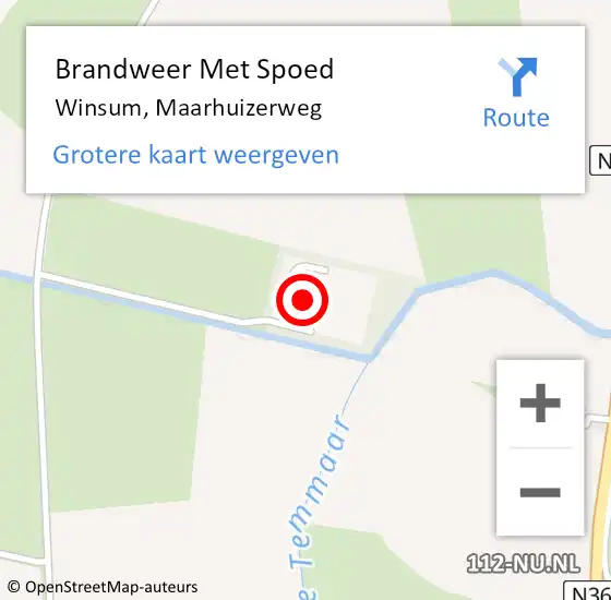 Locatie op kaart van de 112 melding: Brandweer Met Spoed Naar Winsum, Maarhuizerweg op 22 januari 2024 10:13