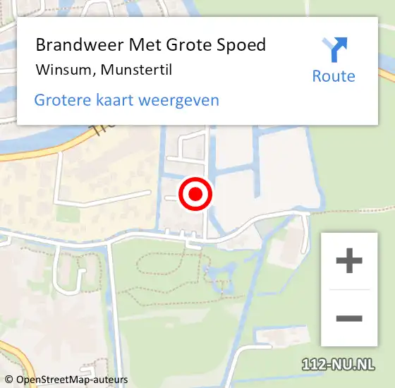 Locatie op kaart van de 112 melding: Brandweer Met Grote Spoed Naar Winsum, Munstertil op 22 januari 2024 10:18