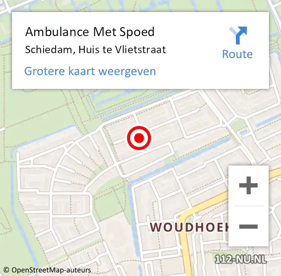 Locatie op kaart van de 112 melding: Ambulance Met Spoed Naar Schiedam, Huis te Vlietstraat op 22 januari 2024 10:23