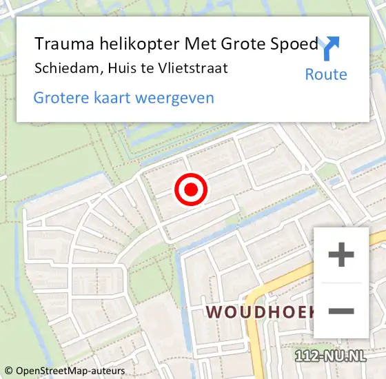 Locatie op kaart van de 112 melding: Trauma helikopter Met Grote Spoed Naar Schiedam, Huis te Vlietstraat op 22 januari 2024 10:26