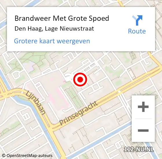 Locatie op kaart van de 112 melding: Brandweer Met Grote Spoed Naar Den Haag, Lage Nieuwstraat op 22 januari 2024 10:37