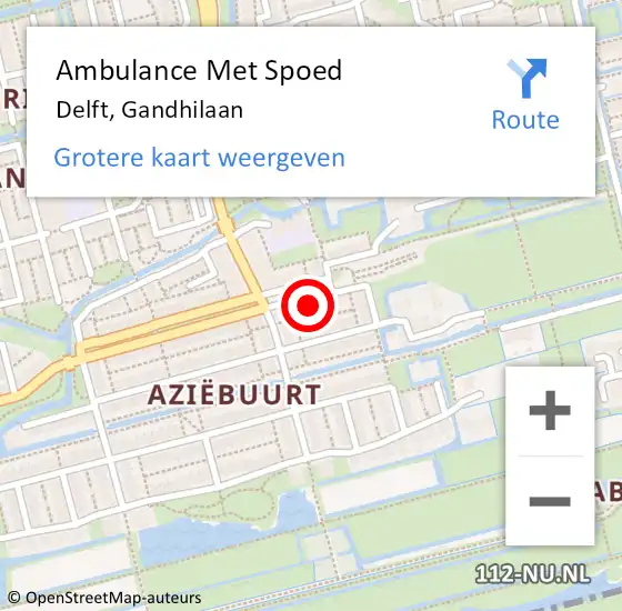 Locatie op kaart van de 112 melding: Ambulance Met Spoed Naar Delft, Gandhilaan op 22 januari 2024 10:44