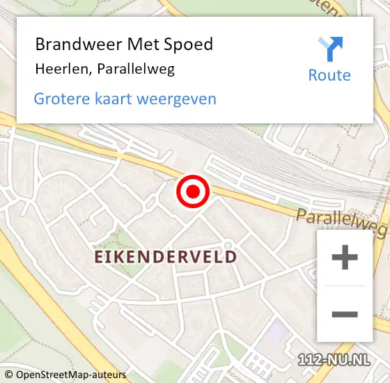 Locatie op kaart van de 112 melding: Brandweer Met Spoed Naar Heerlen, Parallelweg op 22 januari 2024 11:20