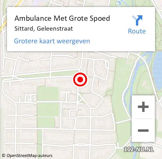 Locatie op kaart van de 112 melding: Ambulance Met Grote Spoed Naar Sittard, Geleenstraat op 23 september 2014 05:30