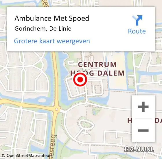 Locatie op kaart van de 112 melding: Ambulance Met Spoed Naar Gorinchem, De Linie op 22 januari 2024 11:45