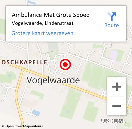 Locatie op kaart van de 112 melding: Ambulance Met Grote Spoed Naar Vogelwaarde, Lindenstraat op 23 september 2014 05:51