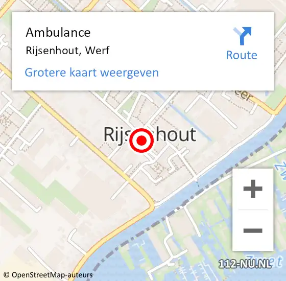 Locatie op kaart van de 112 melding: Ambulance Rijsenhout, Werf op 22 januari 2024 12:07