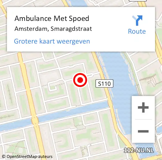 Locatie op kaart van de 112 melding: Ambulance Met Spoed Naar Amsterdam, Smaragdstraat op 22 januari 2024 12:13