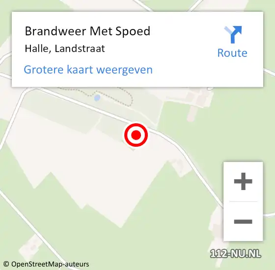 Locatie op kaart van de 112 melding: Brandweer Met Spoed Naar Halle, Landstraat op 22 januari 2024 12:13