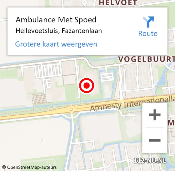 Locatie op kaart van de 112 melding: Ambulance Met Spoed Naar Hellevoetsluis, Fazantenlaan op 22 januari 2024 12:18