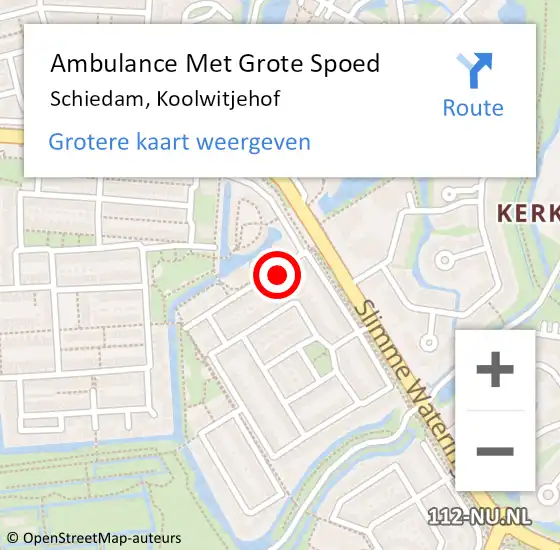 Locatie op kaart van de 112 melding: Ambulance Met Grote Spoed Naar Schiedam, Koolwitjehof op 22 januari 2024 12:45