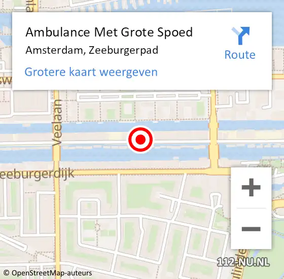 Locatie op kaart van de 112 melding: Ambulance Met Grote Spoed Naar Amsterdam, Zeeburgerpad op 22 januari 2024 12:51