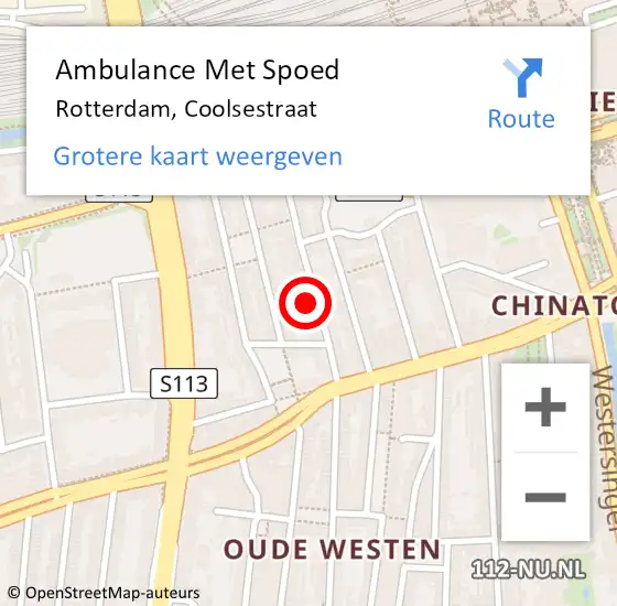Locatie op kaart van de 112 melding: Ambulance Met Spoed Naar Rotterdam, Coolsestraat op 22 januari 2024 12:54