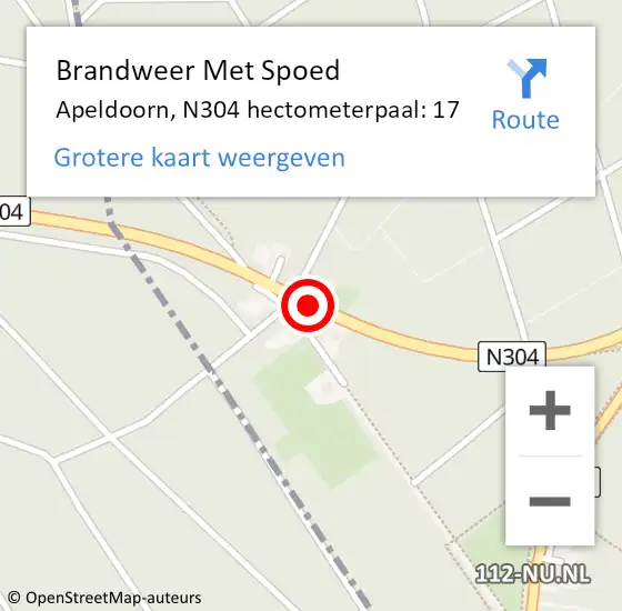 Locatie op kaart van de 112 melding: Brandweer Met Spoed Naar Apeldoorn, N304 hectometerpaal: 17 op 22 januari 2024 12:55