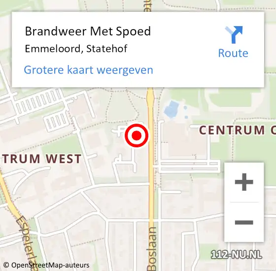 Locatie op kaart van de 112 melding: Brandweer Met Spoed Naar Emmeloord, Statehof op 22 januari 2024 13:06