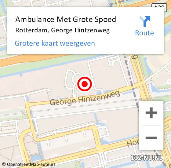 Locatie op kaart van de 112 melding: Ambulance Met Grote Spoed Naar Rotterdam, George Hintzenweg op 22 januari 2024 13:10