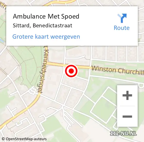 Locatie op kaart van de 112 melding: Ambulance Met Spoed Naar Sittard, Benedictastraat op 23 september 2014 06:43