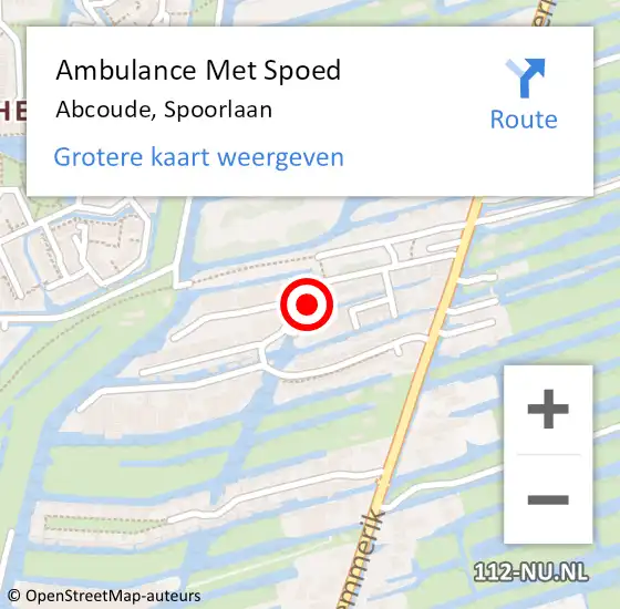 Locatie op kaart van de 112 melding: Ambulance Met Spoed Naar Abcoude, Spoorlaan op 22 januari 2024 13:15