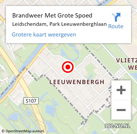 Locatie op kaart van de 112 melding: Brandweer Met Grote Spoed Naar Leidschendam, Park Leeuwenberghlaan op 22 januari 2024 13:57