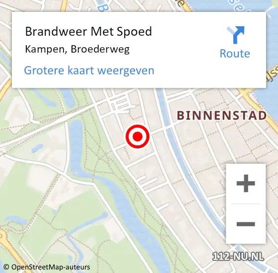 Locatie op kaart van de 112 melding: Brandweer Met Spoed Naar Kampen, Broederweg op 22 januari 2024 14:20