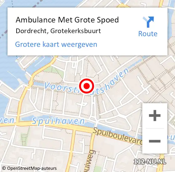 Locatie op kaart van de 112 melding: Ambulance Met Grote Spoed Naar Dordrecht, Grotekerksbuurt op 22 januari 2024 14:27