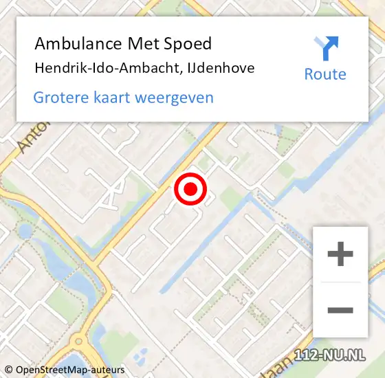 Locatie op kaart van de 112 melding: Ambulance Met Spoed Naar Hendrik-Ido-Ambacht, IJdenhove op 22 januari 2024 14:35