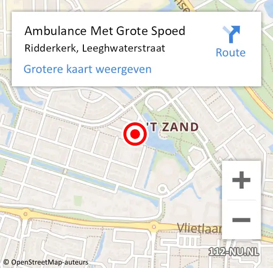 Locatie op kaart van de 112 melding: Ambulance Met Grote Spoed Naar Ridderkerk, Leeghwaterstraat op 22 januari 2024 15:14