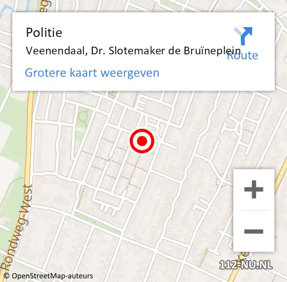 Locatie op kaart van de 112 melding: Politie Veenendaal, Dr. Slotemaker de Bruïneplein op 22 januari 2024 15:28