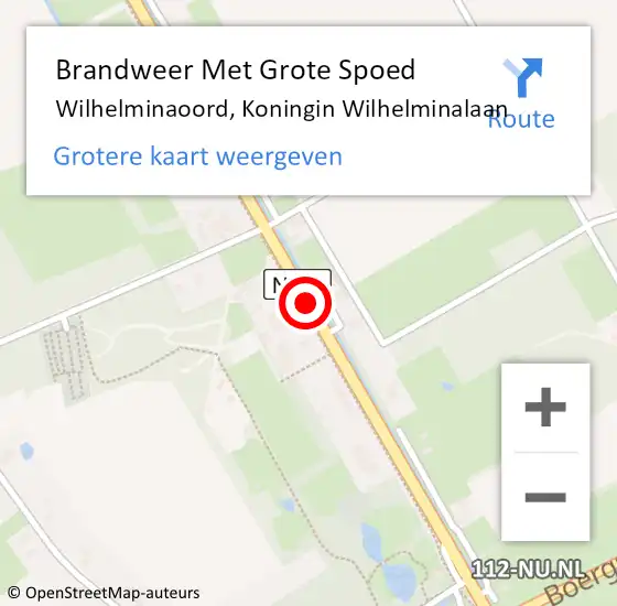 Locatie op kaart van de 112 melding: Brandweer Met Grote Spoed Naar Wilhelminaoord, Koningin Wilhelminalaan op 23 september 2014 07:31