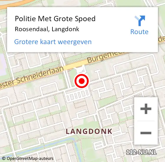 Locatie op kaart van de 112 melding: Politie Met Grote Spoed Naar Roosendaal, Langdonk op 22 januari 2024 15:52