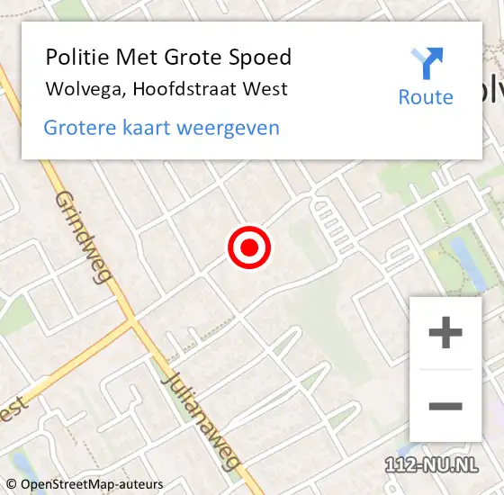 Locatie op kaart van de 112 melding: Politie Met Grote Spoed Naar Wolvega, Hoofdstraat West op 22 januari 2024 15:54