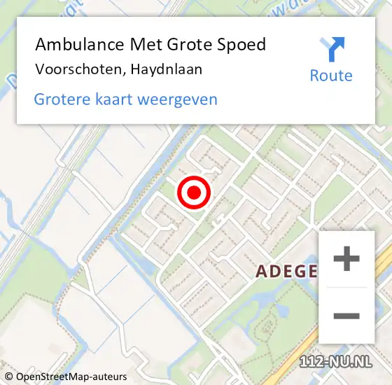 Locatie op kaart van de 112 melding: Ambulance Met Grote Spoed Naar Voorschoten, Haydnlaan op 22 januari 2024 15:56