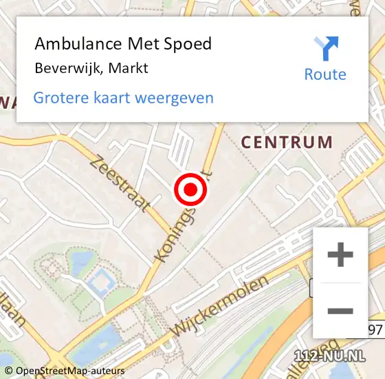 Locatie op kaart van de 112 melding: Ambulance Met Spoed Naar Beverwijk, Markt op 22 januari 2024 15:59