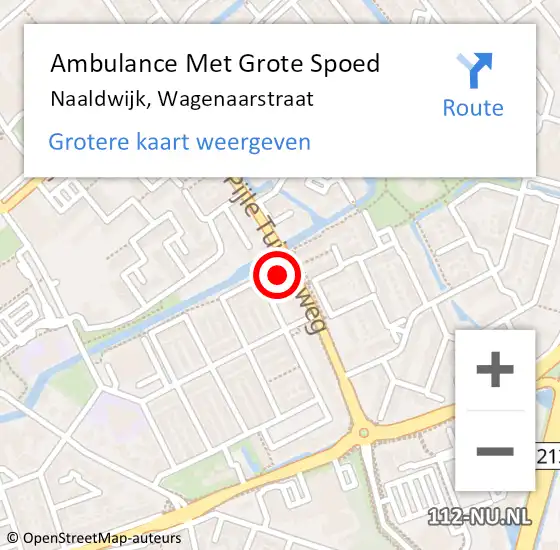 Locatie op kaart van de 112 melding: Ambulance Met Grote Spoed Naar Naaldwijk, Wagenaarstraat op 22 januari 2024 16:03