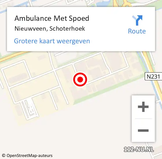 Locatie op kaart van de 112 melding: Ambulance Met Spoed Naar Nieuwveen, Schoterhoek op 22 januari 2024 16:05