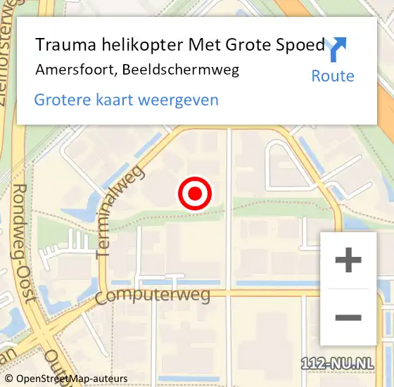 Locatie op kaart van de 112 melding: Trauma helikopter Met Grote Spoed Naar Amersfoort, Beeldschermweg op 22 januari 2024 16:18
