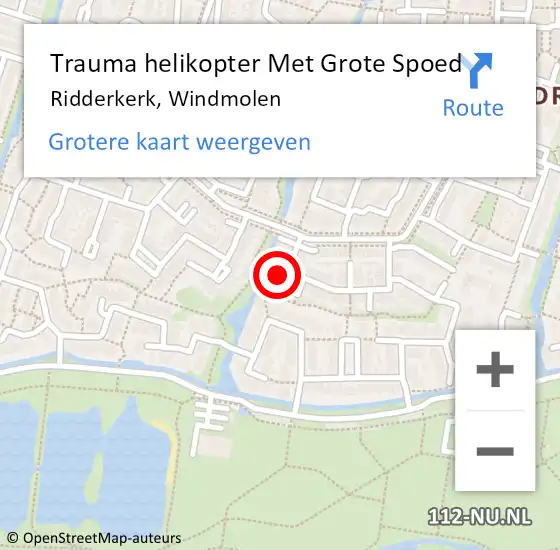 Locatie op kaart van de 112 melding: Trauma helikopter Met Grote Spoed Naar Ridderkerk, Windmolen op 22 januari 2024 16:21