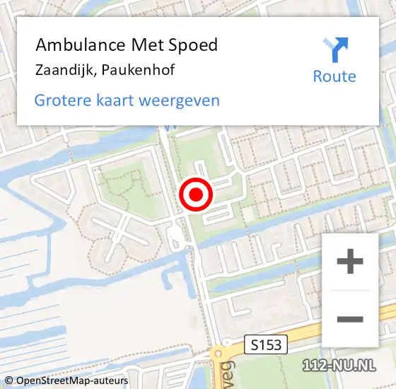 Locatie op kaart van de 112 melding: Ambulance Met Spoed Naar Zaandijk, Paukenhof op 22 januari 2024 16:21