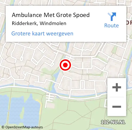 Locatie op kaart van de 112 melding: Ambulance Met Grote Spoed Naar Ridderkerk, Windmolen op 22 januari 2024 16:25