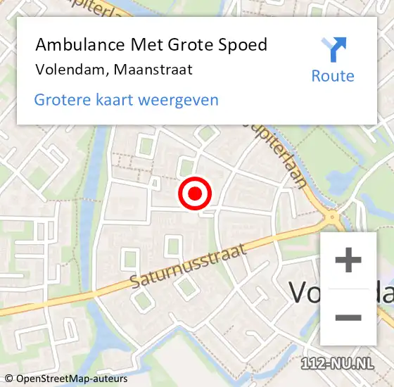 Locatie op kaart van de 112 melding: Ambulance Met Grote Spoed Naar Volendam, Maanstraat op 22 januari 2024 16:37