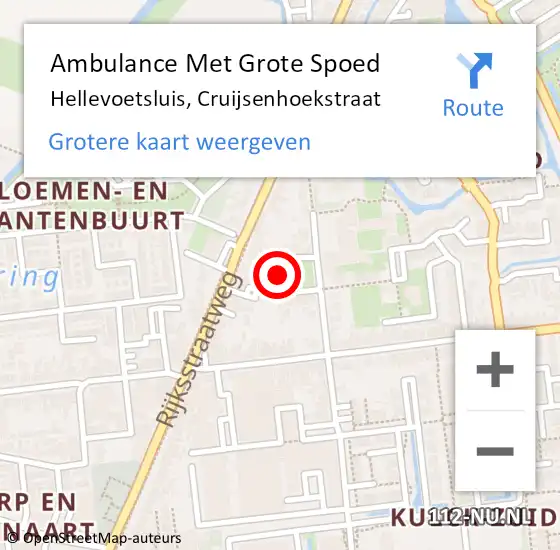 Locatie op kaart van de 112 melding: Ambulance Met Grote Spoed Naar Hellevoetsluis, Cruijsenhoekstraat op 22 januari 2024 16:42