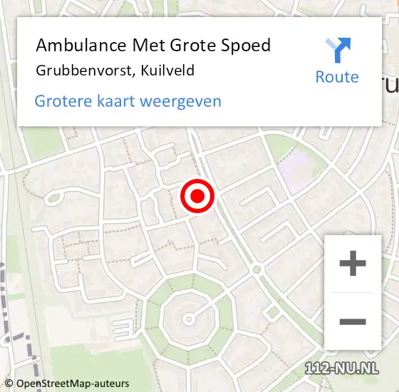 Locatie op kaart van de 112 melding: Ambulance Met Grote Spoed Naar Grubbenvorst, Kuilveld op 23 september 2014 07:44