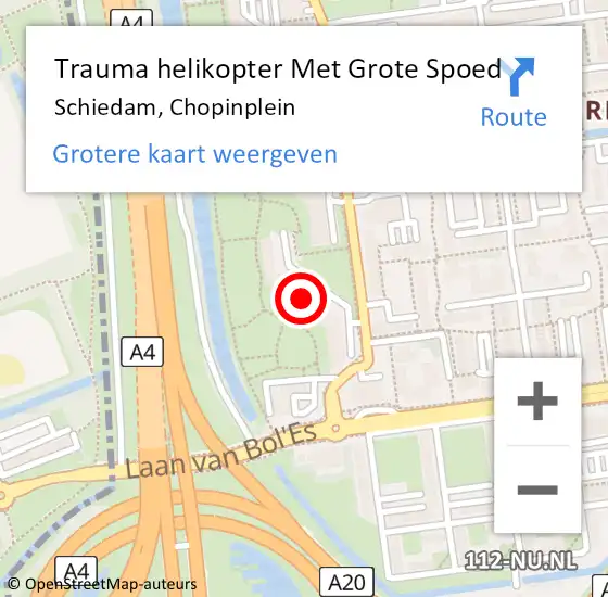 Locatie op kaart van de 112 melding: Trauma helikopter Met Grote Spoed Naar Schiedam, Chopinplein op 22 januari 2024 17:14